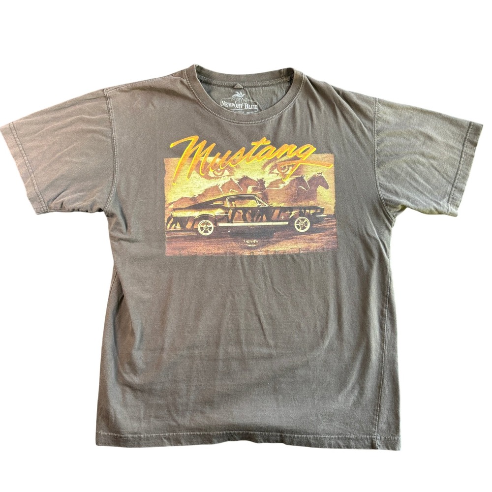 Newport Blue Mens Ford Mustang Graphic T-Shirt Brown XL Short Sleeve Automotive